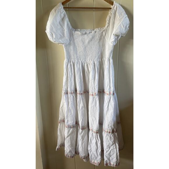 Rachel Zoe Mommy SZ 12 And Me SZ 8 White Smocked Tiered Maxi Dress - Picture 7 of 16
